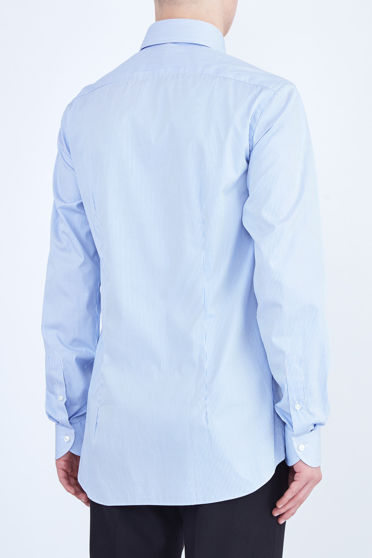 Базовая рубашка в полоску из поплина с кручением нити 100/2 XACUS, цвет голубой, размер 50;54;52 Базовая рубашка в полоску из поплина с кручением нити 100/2 - фото 4